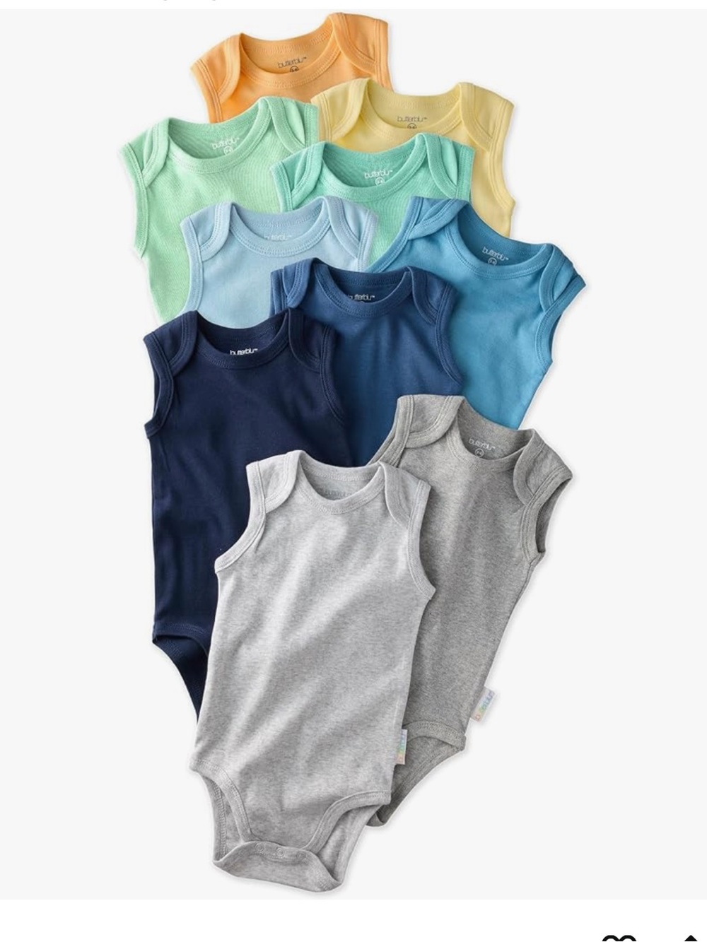 Butterblu Sam-Multipack Sleeveless Bodysuits 100% Organic Cotton set of 10